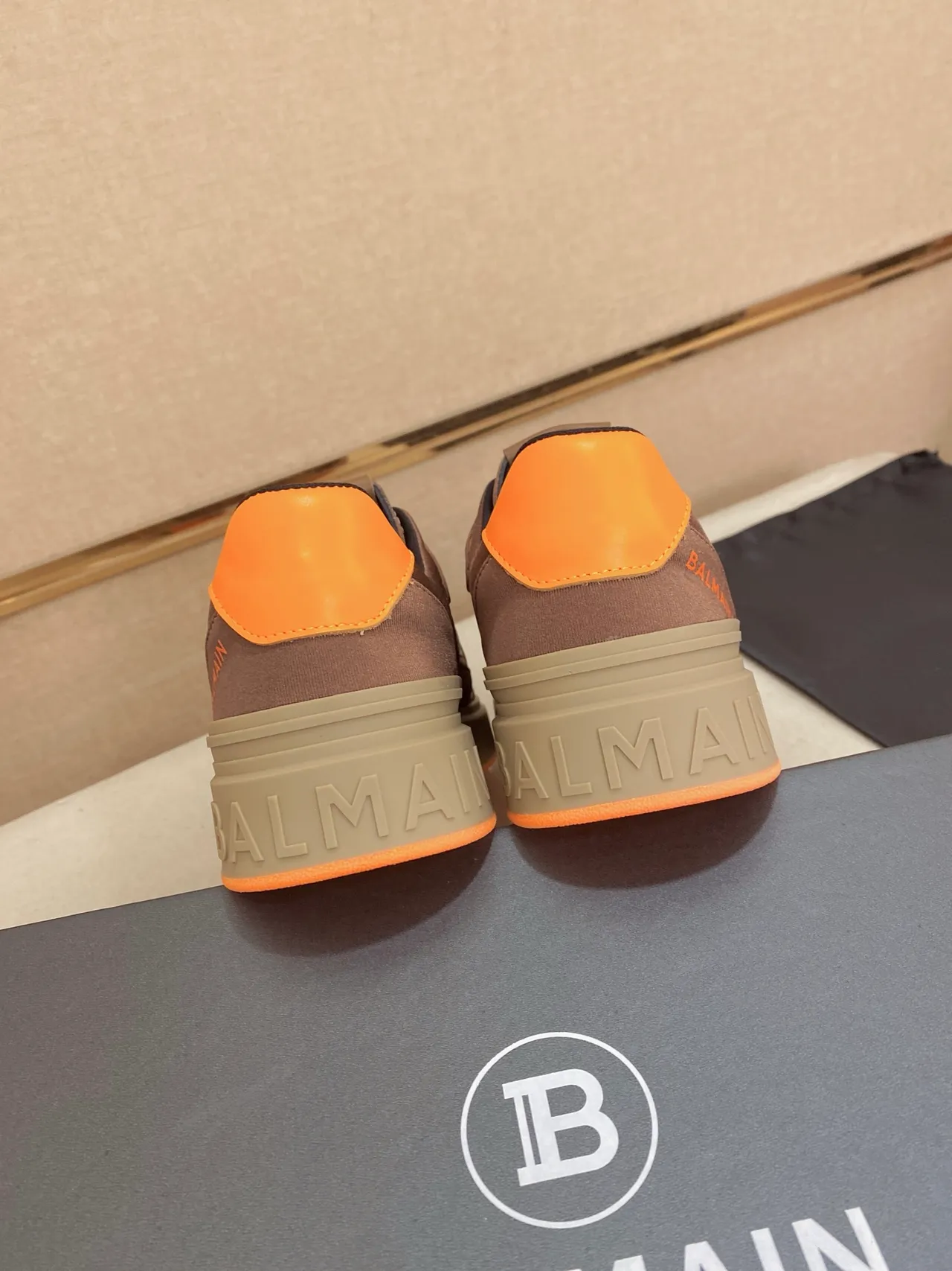 Balmain B-Court Brown and Orange Lifestyle Sneakers