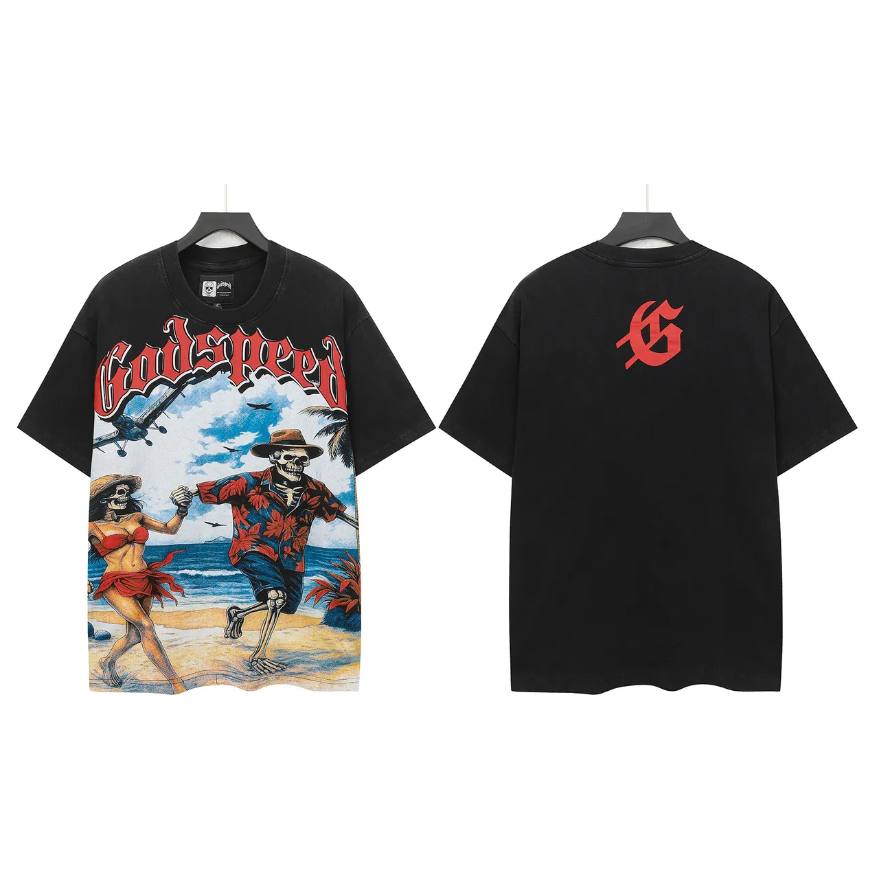 Godspeed Skeleton Beach Graphic Black T-Shirt