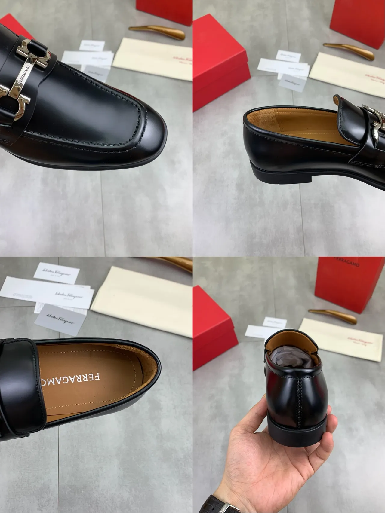 Salvatore Ferragamo Gancini Loafer Black Leather Loafers