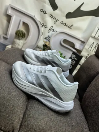 Adidas Blue Silver Engineered Mesh Upper Sculpted Dual-Density Midsole Running Shoes