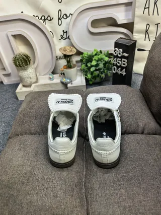 Adidas White Gold Leather Upper Stud Accents Lifestyle Sneakers