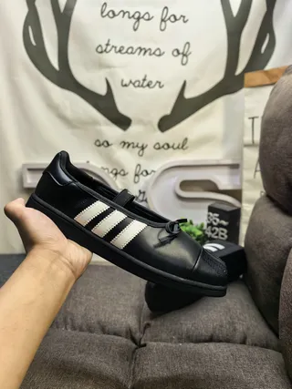 Adidas Black White Stripe Mary Jane Shoes