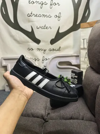 Adidas Black White Laceless Bow-Tie Vamp Mary Jane Shoes