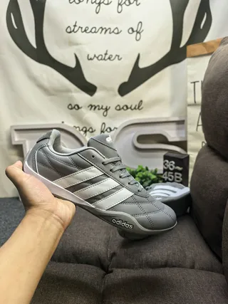 Adidas Gray White Quilted Upper Three-Stripe Side Panel Sneakers