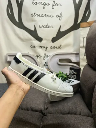 Adidas White Three-Stripe Bow Strap Mary Jane Shoes