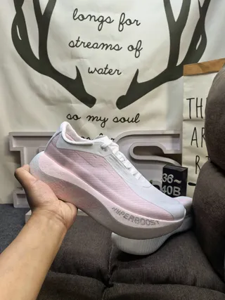 White Pink Thick Sculpted Midsole Mesh And Synthetic Overlay Upper Sneakers