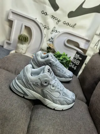 Adidas White Gray Midsole Mesh And Synthetic Overlay Construction Chunky Sneakers