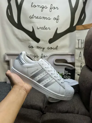 Adidas Superstar White and Gray Lifestyle Sneakers