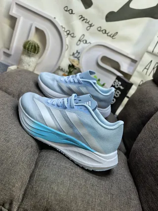 Adidas Blue Silver Engineered Mesh Upper Sculpted Dual-Density Midsole Running Shoes