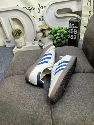 Adidas Samba Off-White and Blue Lifestyle Sneakers