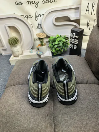 Adidas Black Army Green Sole Layered Suede And Mesh Upper Chunky Sneakers