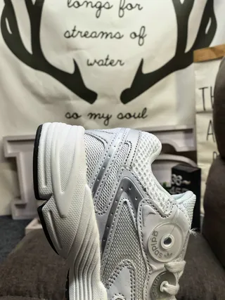 Adidas White Gray Midsole Mesh And Synthetic Overlay Construction Chunky Sneakers