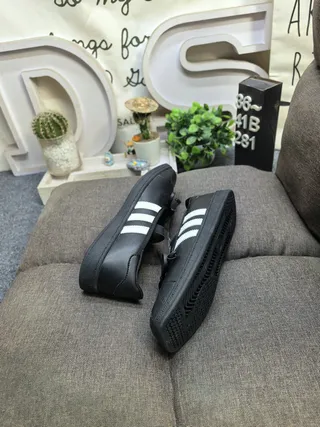 Adidas Black White Laceless Bow-Tie Vamp Mary Jane Shoes
