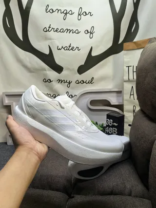 Adidas White Knit Three-Stripe Sculpted Midsole Lifestyle Sneakers
