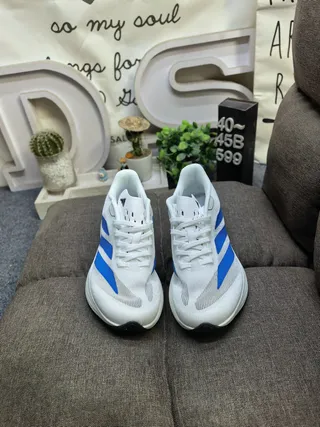 Adidas Blue Silver Engineered Mesh Upper Sculpted Dual-Density Midsole Running Shoes