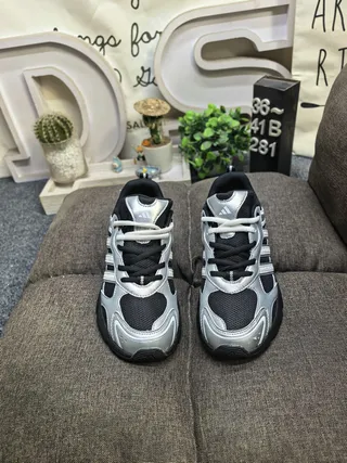 Adidas Gray Black Retro Runner Silhouette Mesh And Synthetic Overlays Chunky Sneakers