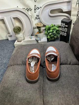 Adidas Brown White Slip-On Strap-Closure Loafer