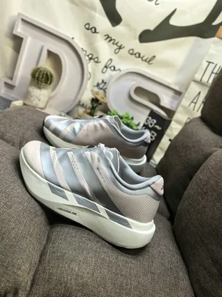 Adidas Pink Silver Laceless Slip-On Platform Sole Lifestyle Sneakers