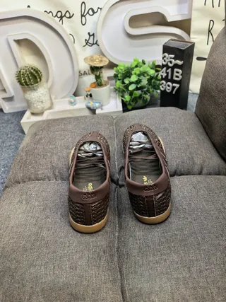 Brown Woven Slip-On Flat Casual Shoes