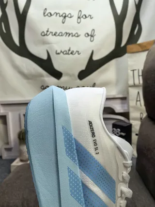 Adidas Adizero Evo SL 2 White and Light Blue Running Shoes