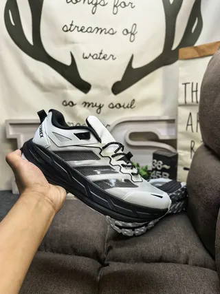 Adidas White Black Low-Top Mesh-and-Synthetic Upper Running Shoes