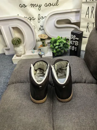 Brown Beige High-Top Leather Upper Ankle Boots