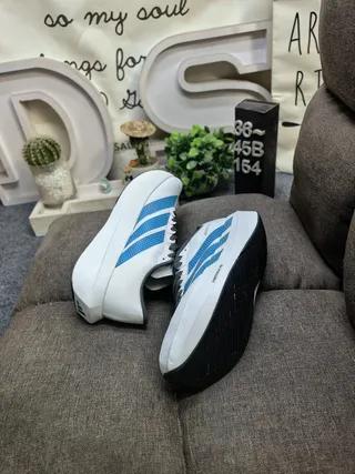 Adidas Adizero Evo SL 2 White Blue Running Shoes