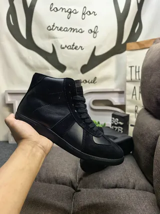Brown Beige High-Top Leather Upper Ankle Boots