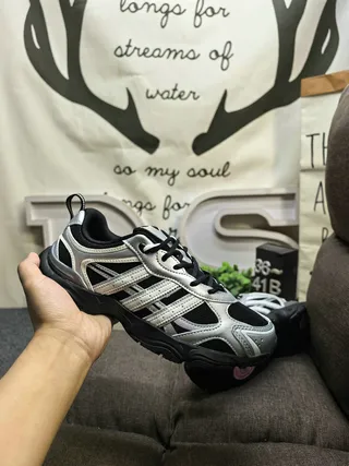 Adidas Silver Black Sole Metallic Upper Chunky Sneakers