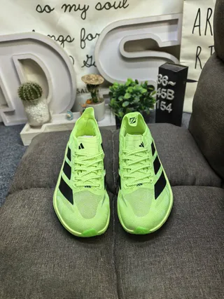 Adidas Green Black Knit Upper Three-Stripe Side Branding Running Shoes