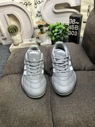 Adidas Gray White Quilted Upper Three-Stripe Side Panel Sneakers