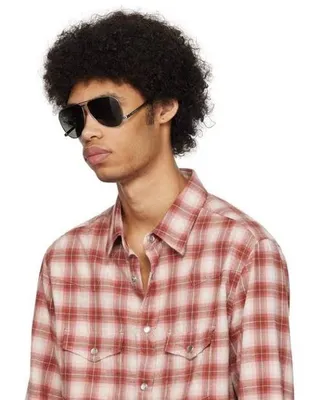 Red White Plaid Button-Up Shirt