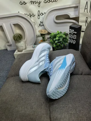 Adidas Blue Silver Engineered Mesh Upper Sculpted Dual-Density Midsole Running Shoes