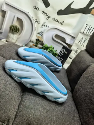Gray and Blue Accent Molded Sole Slipper