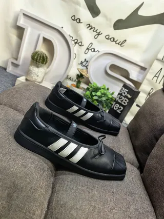 Adidas Black White Stripe Mary Jane Shoes