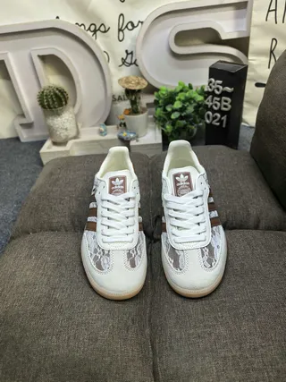 Adidas Samba Lace-Trim White Brown Lifestyle Sneakers