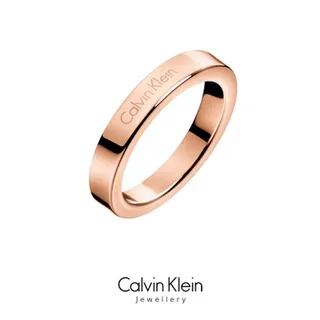 Calvin Klein Polished Rose Gold Engraved Band Ring