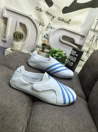 Adidas Slip-On Three-Stripe White and Blue Lifestyle Sneakers