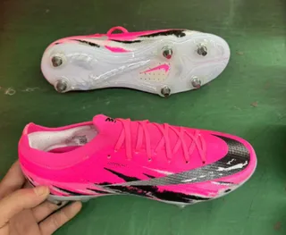 Nike Pink Black Low-Cut Lace-Up Firm-Ground Soccer Shoes