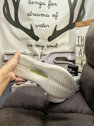 Adidas White Green Sculpted Midsole Engineered Mesh Upper Running Shoes
