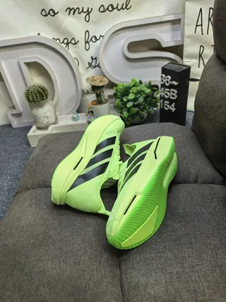 Adidas Green Black Knit Upper Three-Stripe Side Branding Running Shoes