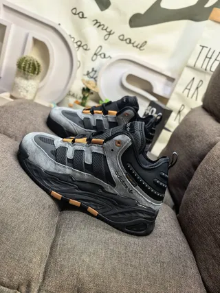 Adidas Black Army Green Sole Layered Suede And Mesh Upper Chunky Sneakers