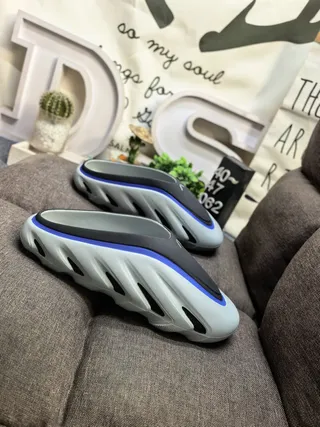 Gray and Blue Accent Molded Sole Slipper
