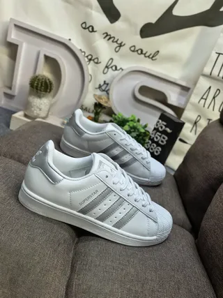 Adidas Superstar White and Gray Lifestyle Sneakers