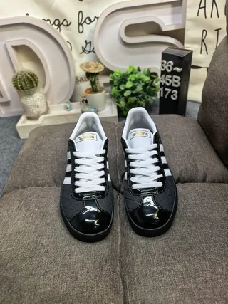 Adidas Black White Quilted Upper Three-Stripe Side Panel Lifestyle Sneakers