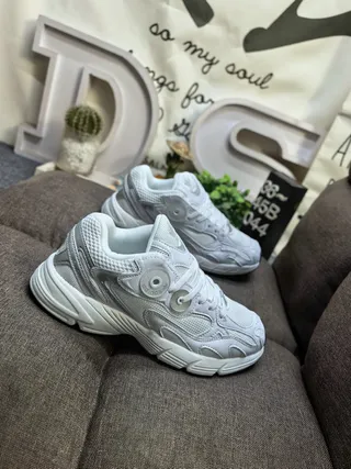Adidas White Gray Midsole Mesh And Synthetic Overlay Construction Chunky Sneakers