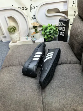 Adidas Black Three-Stripe Bow Strap Mary Jane Shoes