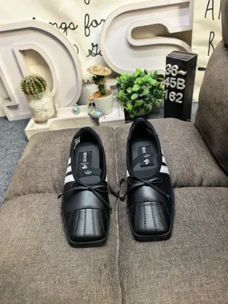 Adidas Black Three-Stripe Bow Strap Mary Jane Shoes