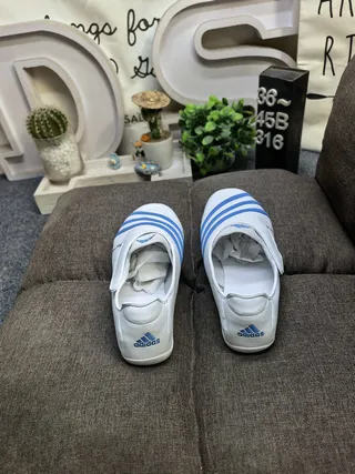 Adidas Slip-On Three-Stripe White and Blue Lifestyle Sneakers