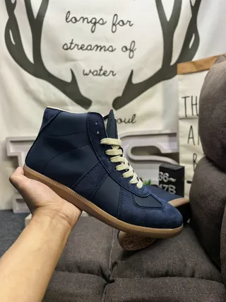 Brown Beige High-Top Leather Upper Ankle Boots
